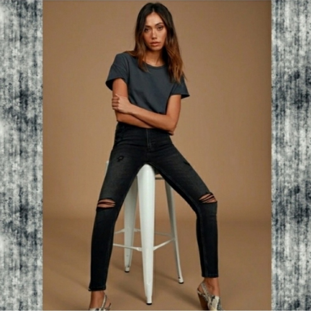 Boyish Zachary High Waist Destructed Skinny Jeans Touch of Evil Black 27 D2